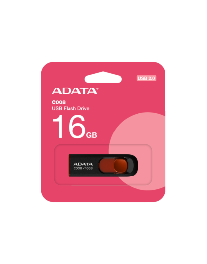 ADATA USB 2.0 RETRACTABLE 16GB BLK/RED