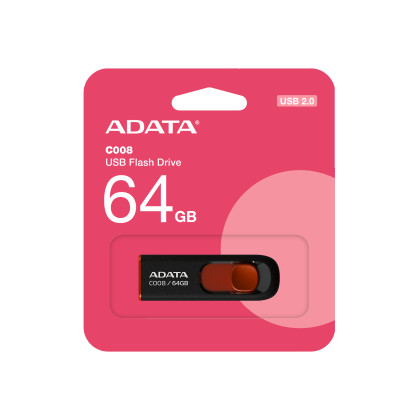 ADATA USB 2.0 RETRACTABLE 64GB BLK/RED