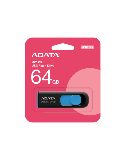 ADATA USB 3.2 RETRACTABLE  64GB BLK/BLU