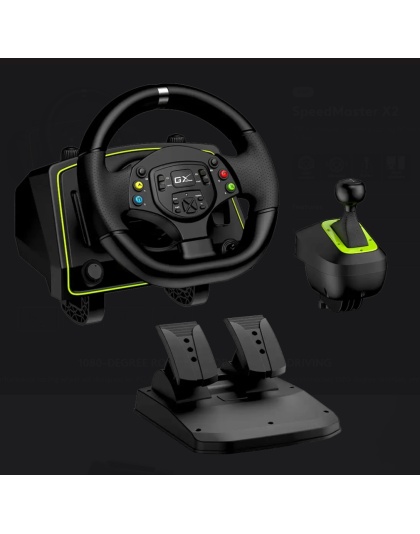 GENIUS SPEEDMASTE X2 1080° Vibration Feedback Racing Wheel with Shifter for PC, PlayStation, and Xbox platforms