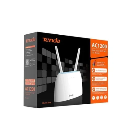 TENDA LTE+ DUAL BAND ROUTER, 4G AC1200 CATEGORY 6 WI-FI DESKTOP ROUTER WITH EXTERNAL RECEIVING ANTENNAS PLUG AND PLAY WITH STANDARD SIM SUPPORT UPTO 42 USER CONNECTION FOR SOHO AND WORK FROM HOME SOLUTIONS SUPPORTS BEAMFORMING+