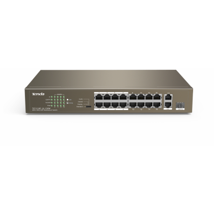 TENDA RACKMOUNT SMART SWITCH 10/100 16-PORT POE 250W 1 GIGABIT UPLINK AND 1 GIGABIT/SFP COMBO (INCLUDES RACK BRACKETS)