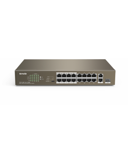 TENDA RACKMOUNT SMART SWITCH 10/100 16-PORT POE 250W 1 GIGABIT UPLINK AND 1 GIGABIT/SFP COMBO (INCLUDES RACK BRACKETS)