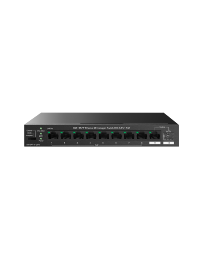 TENDA DESKTOP SWITCH 8 X 10.100/1000 PORT POE, 1 X 10/100/1000 + 1 X 10/100/1000 SFP PORT - 150W