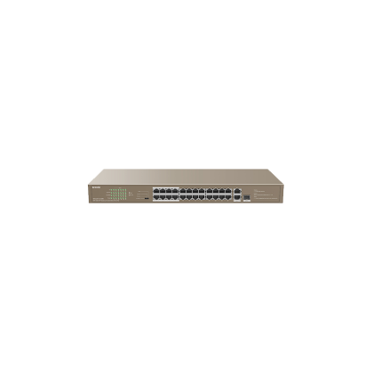 TENDA RACKMOUNT UNMANAGED SWITCH 10/100 24-PORT POE 230W 1 GIGABIT UPLINK AND 1 GIGABIT/SFP COMBO PORT