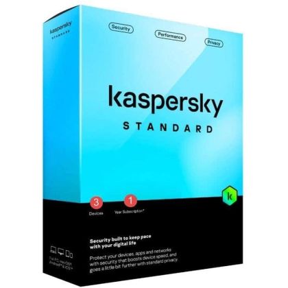 Kaspersky Standard 2024 - 3 Devices / 1 Year - Payment and Online Banking Protection / Performance Optimization - Download Only