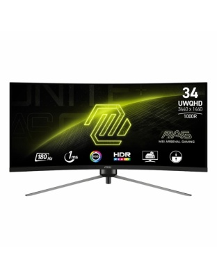 MSI MAG345CQR 34″ Curved Gaming Monitor 3440×1440 (UWQHD) VA 1ms 180Hz