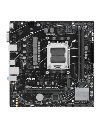 ASUS PRIME A620M-K, AMD, Socket AM5, AMD Ryzen 5 7th Gen, AMD Ryzen 7 7th Gen, AMD Ryzen 9 7th Gen, Socket AM5, DDR5-SDRAM, 96 GB