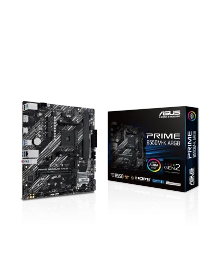 ASUS PRIME B550M-K ARGB, AMD, Socket AM4, DDR4-SDRAM, 64 GB, DIMM, Dual-channel