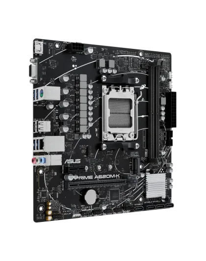 ASUS PRIME A620M-K, AMD, Socket AM5, AMD Ryzen 5 7th Gen, AMD Ryzen 7 7th Gen, AMD Ryzen 9 7th Gen, Socket AM5, DDR5-SDRAM, 96 GB