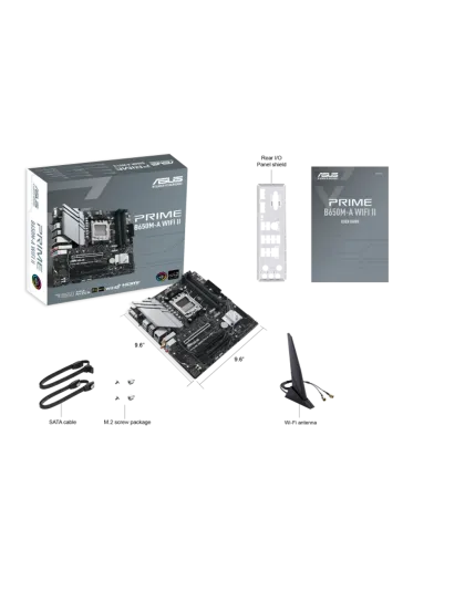 ASUS PRIME B650M-A WIFI II, AMD, Socket AM5, AMD Ryzen™ 7, DDR5-SDRAM, 128 GB, DIMM