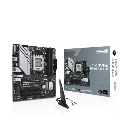 ASUS PRIME B650M-A WIFI II, AMD, Socket AM5, AMD Ryzen™ 7, DDR5-SDRAM, 128 GB, DIMM