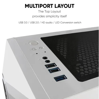 Armaggeddon Tritron Pro 300 ATX Gaming Case with 3x ARGB Fans - White
