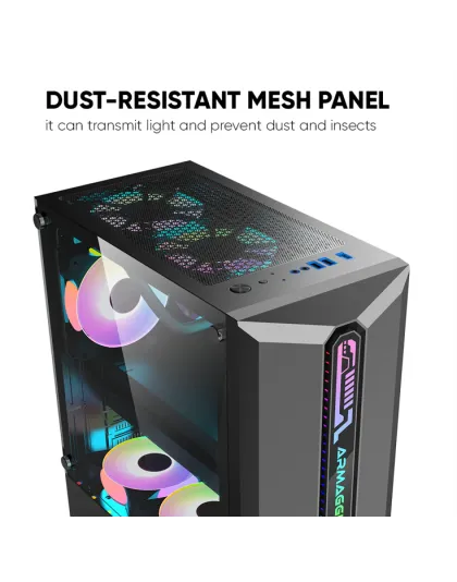 Armaggeddon Tritron Pro 300 ATX Gaming Case with 3x ARGB Fans - Black