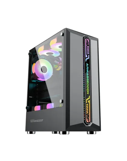 Armaggeddon Tritron Pro 300 ATX Gaming Case with 3x ARGB Fans - Black