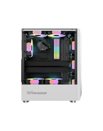 Armaggeddon Tritron Pro 300 ATX Gaming Case with 3x ARGB Fans - White