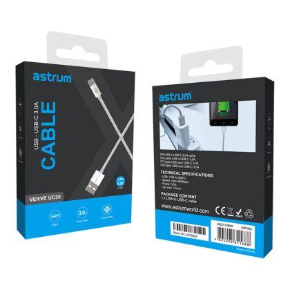 Verve_UC30_3A_USB-A_to_USB-C_Charge_Sync_Braided_Cable_-_White