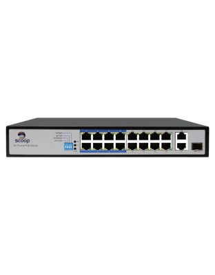 Scoop_16_Port_Fast_Ethernet_PoE_150W_2_Gigabit_1SFP_Switch
