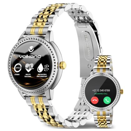 Volkano_Ayla_Collection_Round_Smartwatch_With_2_Colour_Metal_link_Strap