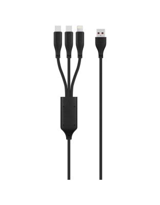 Volkano_Nova_Series_USB-A_to_2_USB-C_and_Lightning_Cable_100W_1.2m_TPE_-_Black
