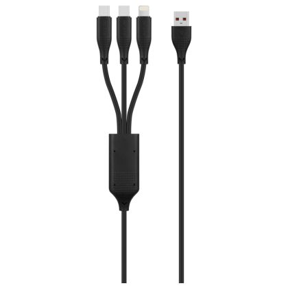 Volkano_Nova_Series_USB-A_to_2_USB-C_and_Lightning_Cable_100W_1.2m_TPE_-_Black