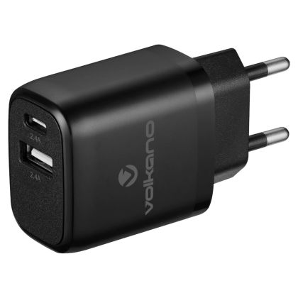 Volkano_Cupla_Series_5v_2.4a_12w_Dual_USB-A_USB-C_Wall_Charger_-_Black